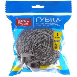 Губка для посуды OfficeClean, металлическая, большая, спиральная, 1шт., 8*7см (50г) 1