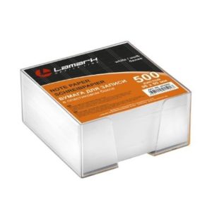Бумага для записи 90*90мм 500л белая в прозрачном пластиковом боксе LAMARK 1