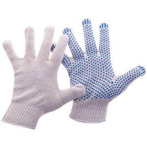 Перчатки х/б 10класс OfficeClean  с точечным ПВХ 43-45г 116текс, стандарт белый, 1шт/пара 1
