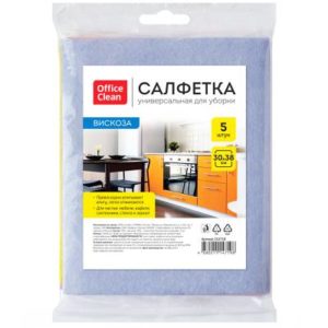 Салфетка 30*38 5шт. для уборки OffiseClean вискоза европодвес 1