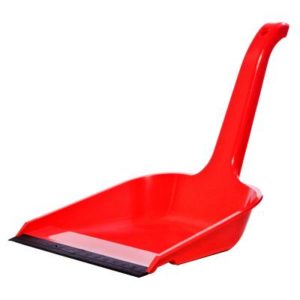 Совок для мусора OfficeClean, высокая ручка, с резиновой кромкой, ширина 22см, пластик, красный 1