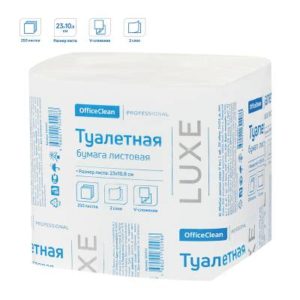 Бумага туалетная листовая OfficeClean Professional (V-сл)(T3), 2-слойная, 250лист./пачка, белая 1