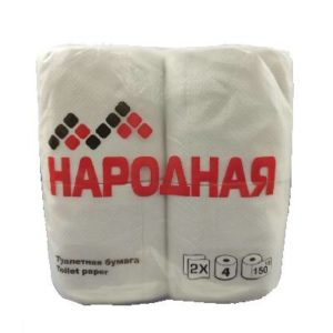 Бумага туалетная Народная 2сл. белая, без запаха 4 рулона 1