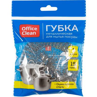 Губка для посуды OfficeClean 9*3см 1шт., металлическая 1 Губка для посуды OfficeClean 9*3см 1шт., металлическая 1