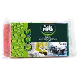 Губки для мытья посуды Master FRESH MAXI, 5шт, микс яркие цвета 1