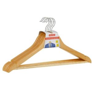 Вешалка-плечики OfficeClean, набор 5шт., деревянные, с перекладиной, 45см, цвет натуральный 1
