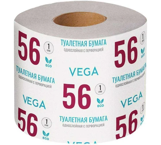 Бумага туалетная Vega, 1-слойная, 40м/рул., на втулке, с перф, серая 1 Бумага туалетная Vega, 1-слойная, 40м/рул., на втулке, с перф, серая 1
