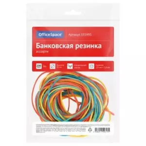 Банковская резинка 200г OfficeSpace, диаметр 60мм, ассорти, опп пакет с европодвесом 1