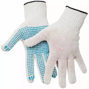 Перчатки х/б  7,5 класс OfficeClean, эконом, с точечным ПВХ, 4 нитки, белый, (42-43г), 166 текс 1