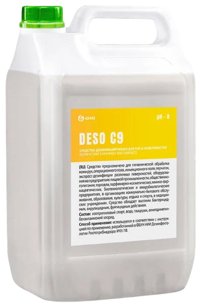 Дезинфицирующее средство для рук и поверхностей Grass Deso C9 5 л (антисептик) 1 Дезинфицирующее средство для рук и поверхностей Grass Deso C9 5 л (антисептик) 1