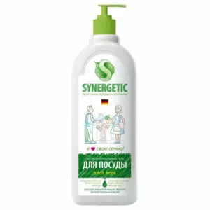Средство для мытья посуды, фруктов, игрушек Synergetic "Алоэ", антибакт., концентрат, с дозатором, 1 1