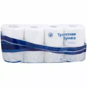 Бумага туалетная OfficeClean "Premium" 3-слойная, 8шт., тиснение, белая 1